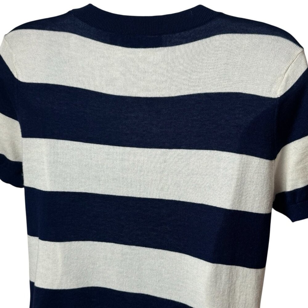 Ralph Lauren Ivory Blue Stripe‎ Short Sleeve Capsule Academia Preppy Soft M - Picture 6 of 10
